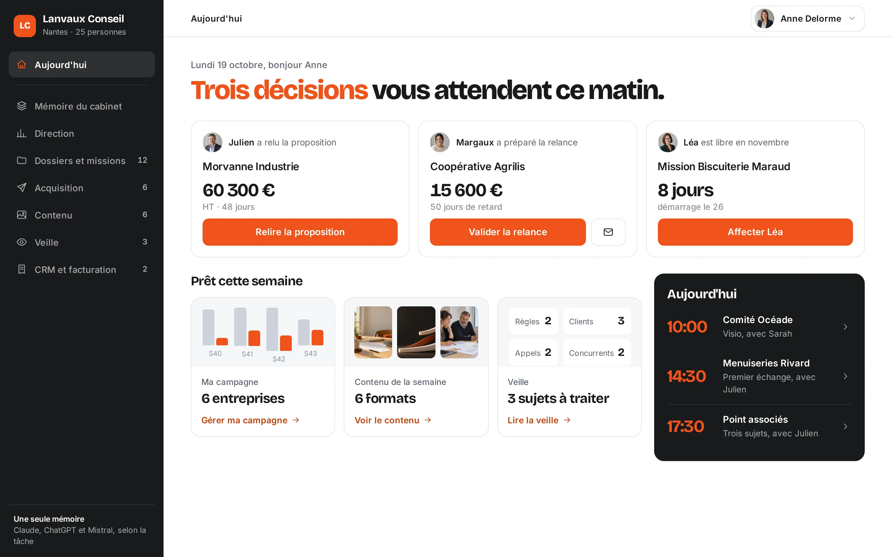 Démo, l'espace direction