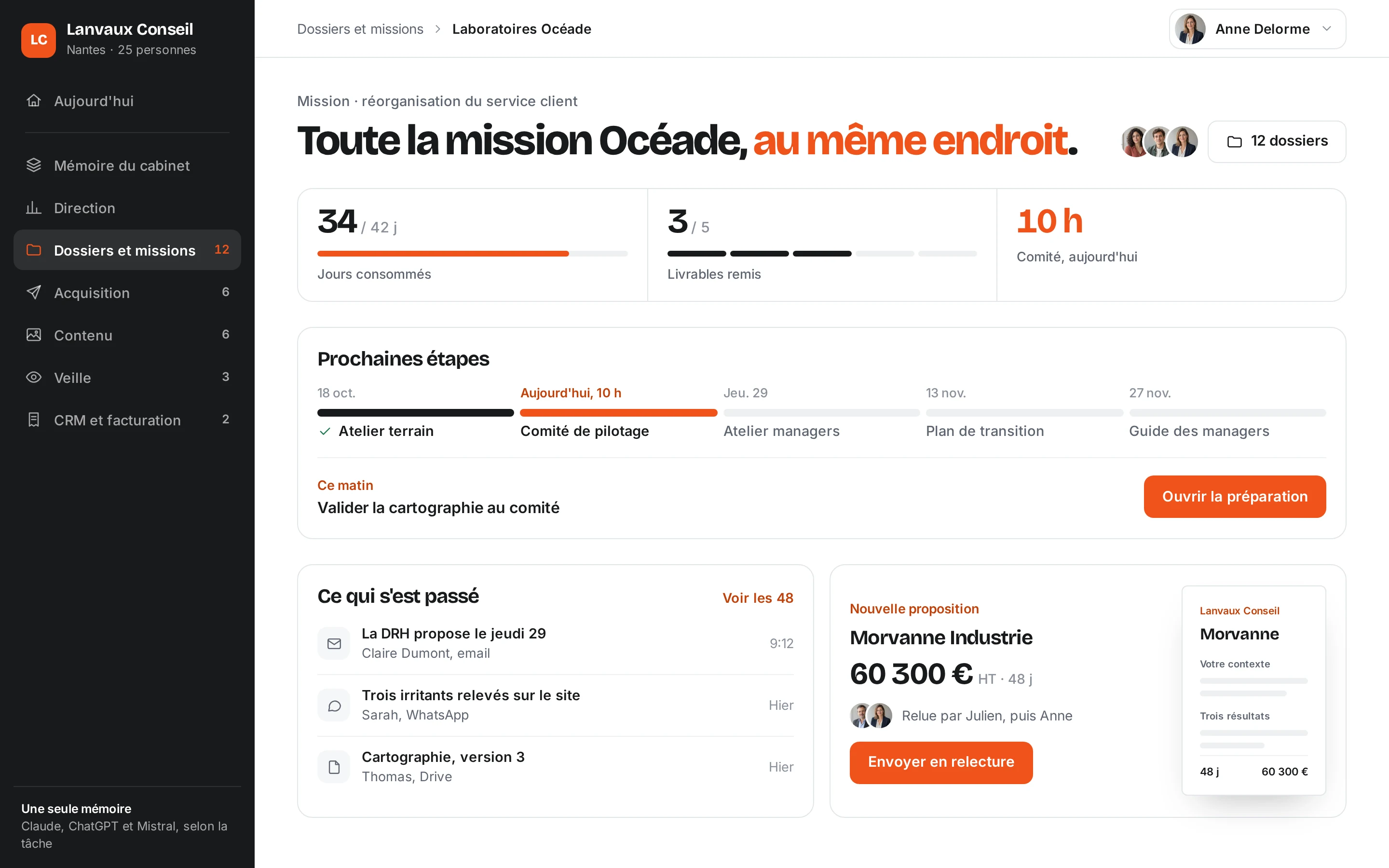 Démo, l'espace dossiers et missions